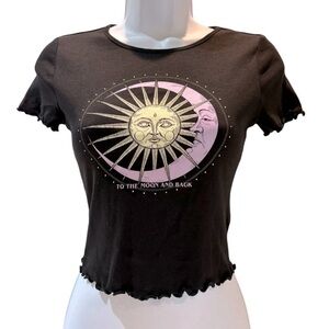 Divided H&M | Black Sun and Moon Graphic Women's Top